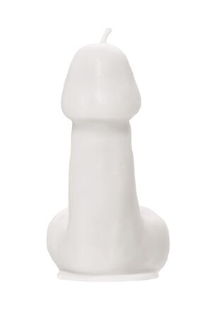 Белая свеча в форме пениса - 47 гр.